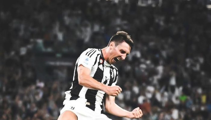 Serie A 2024/2025: Selebrasi gol pemain Juventus, Andrea Cambiaso, saat lawan Como di pekan ke-1 