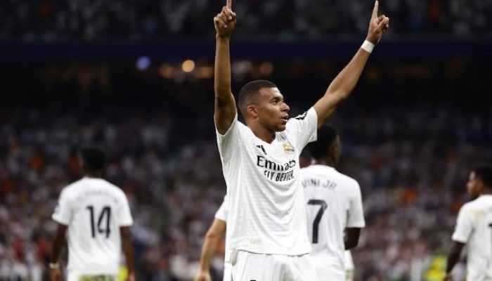 Selebrasi Kylian Mbappe Setelah Cetak Gol di Laga Real Madrid vs Real Betis